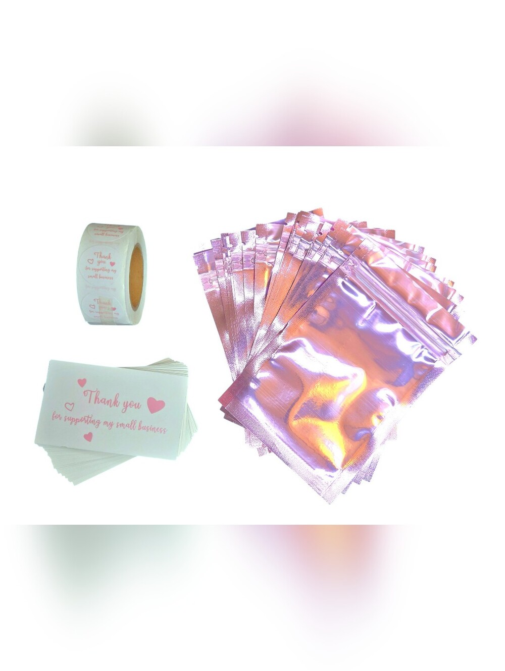 20 Bags, 300 Stickers and 50 Cards - Pink And White